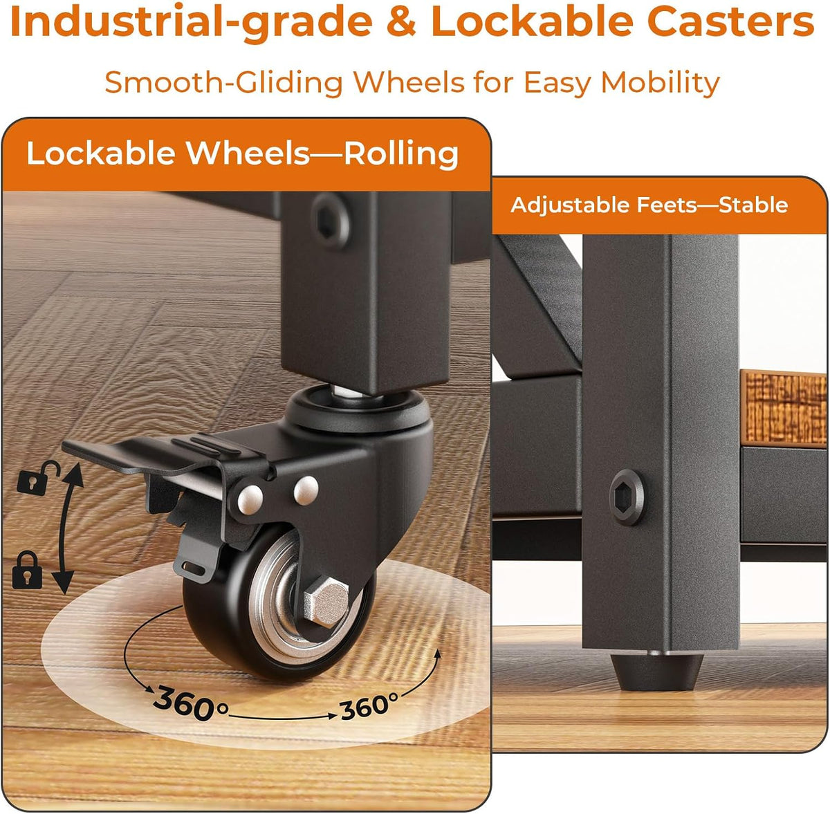 GreenForest Printer Stand with Lockable Wheels, Heavy Duty Printer Table