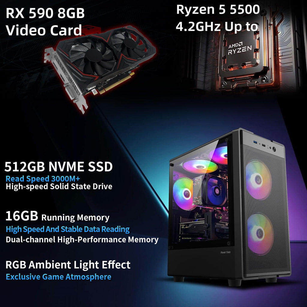 Gaming PC Desktop Computer, Intel Core I7, GTX 1050 Ti 4GB,16G RAM,512G SSD