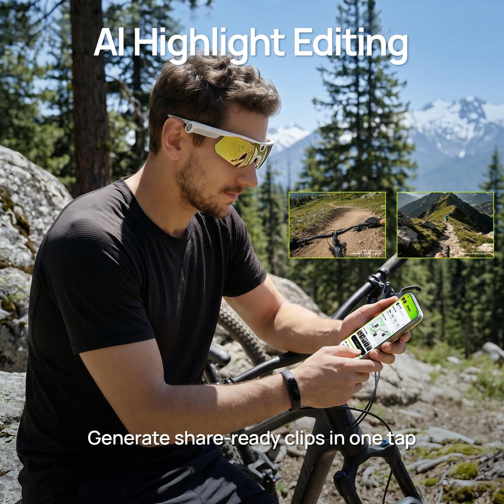 Ranger Smart AI Camera Glasses with ZEISS Lens, 120Â°FOV Recording, Black