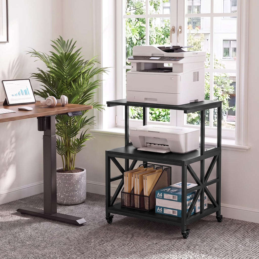 GreenForest Printer Stand with Lockable Wheels, Heavy Duty Printer Table
