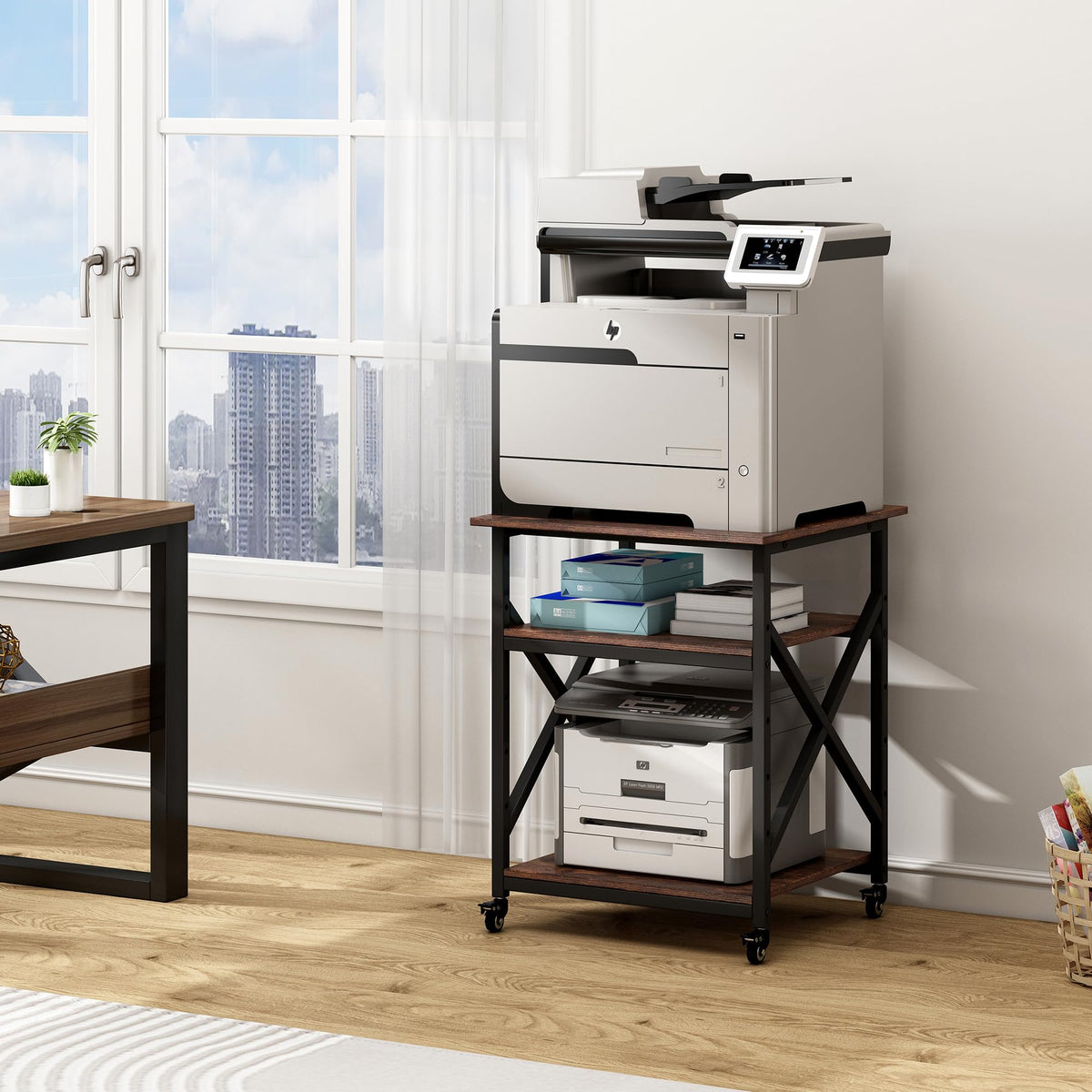 Fannova 23.6"x23.6"x30.1" Large Printer Stand with Adjustable Storage Shelf