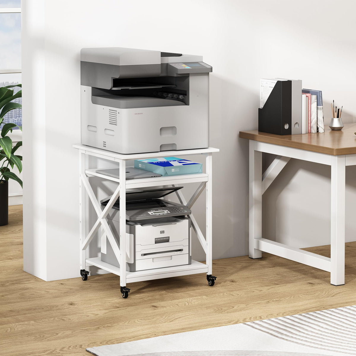 Fannova 23.6"x23.6"x30.1" Large Printer Stand with Adjustable Storage Shelf