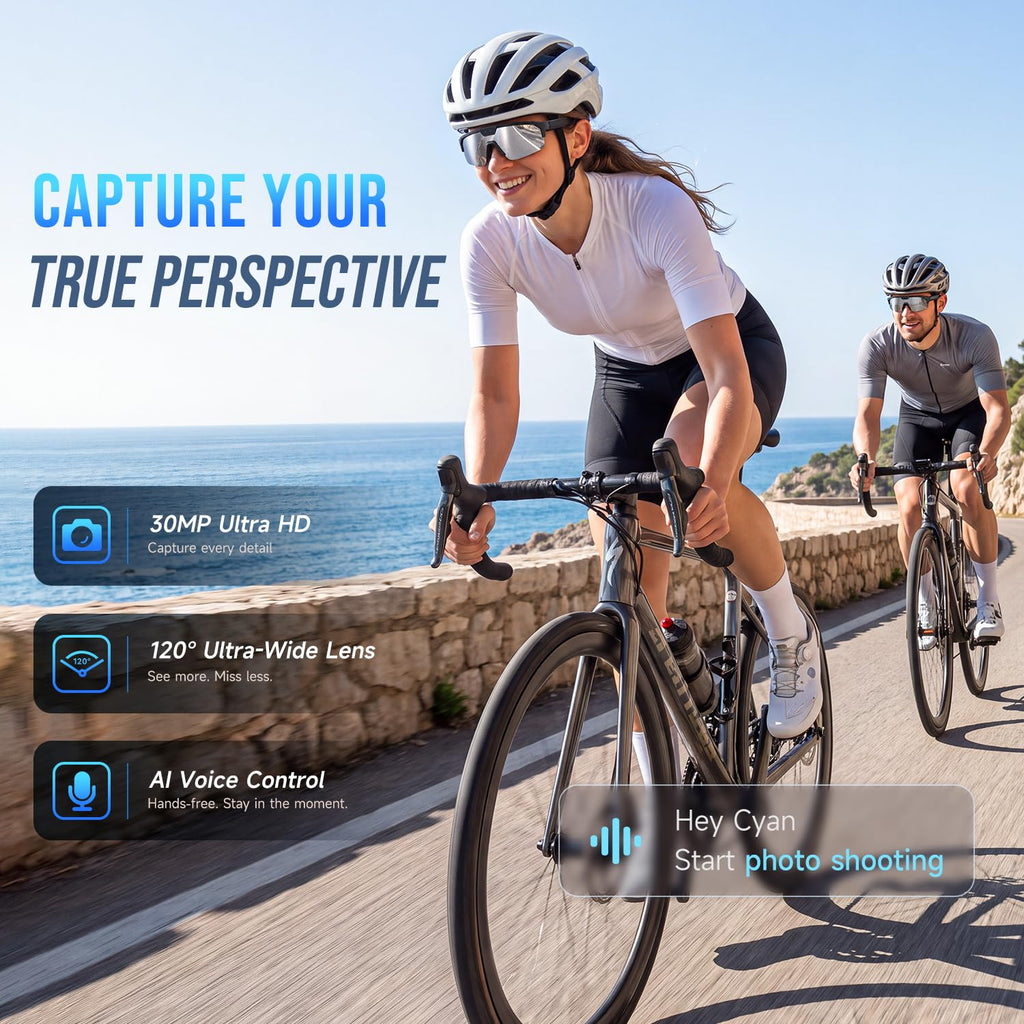 AI Smart Glasses with 35MP Camera,1200P EIS Video Recorder for Cycling