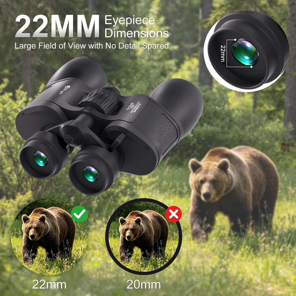 MLight 10-30X50 Zoom Binoculars for Adults, High Powered Military Binoculars for Bird Watching, Hunting, Outdoor, Hiking, Concerts Large View, Waterproof, BK7 Prism, FMC Lens, Low Light Night Vision