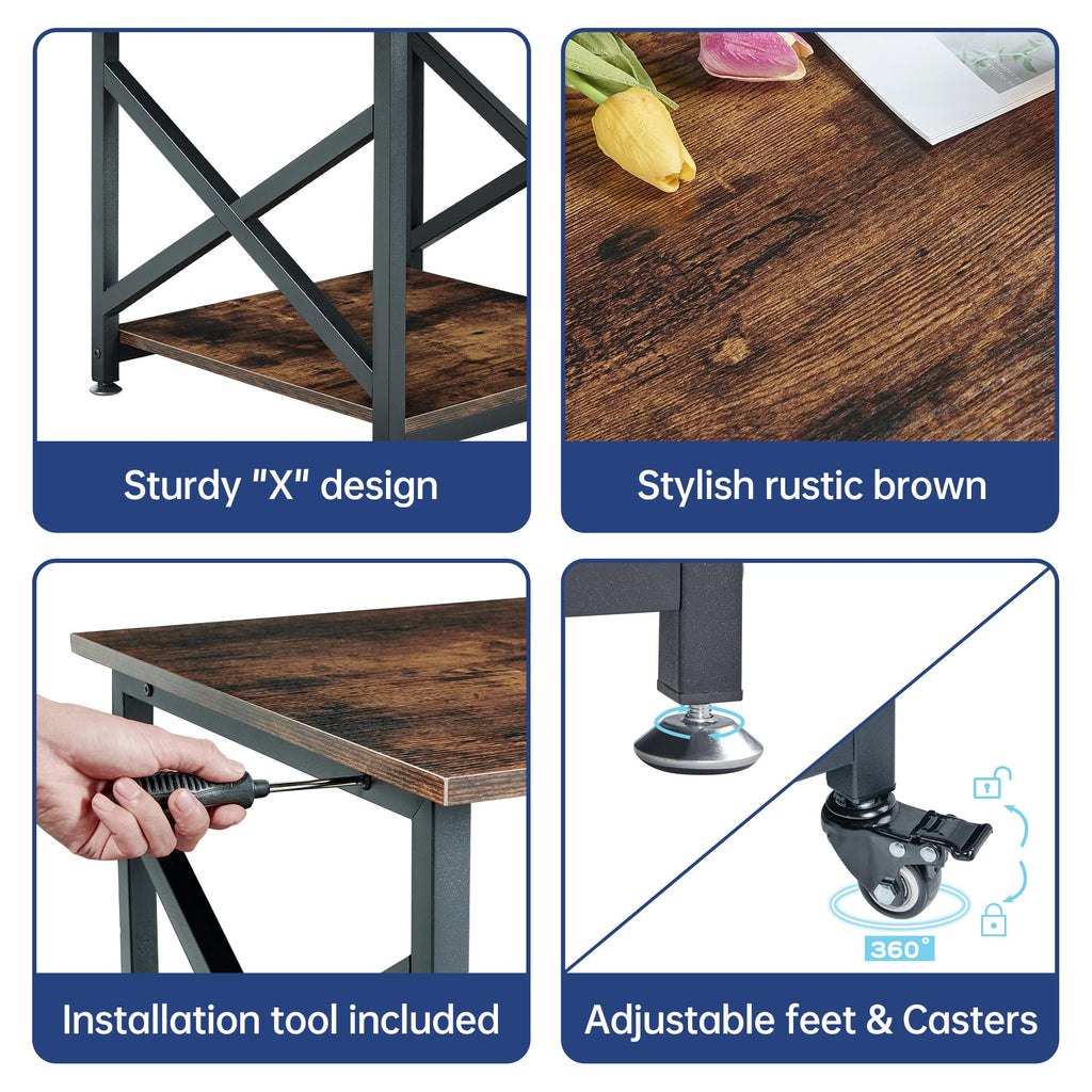 Fannova 2 Tier Large Printer Stand 23.6"x23.6"x22.6" with Storage Shelf
