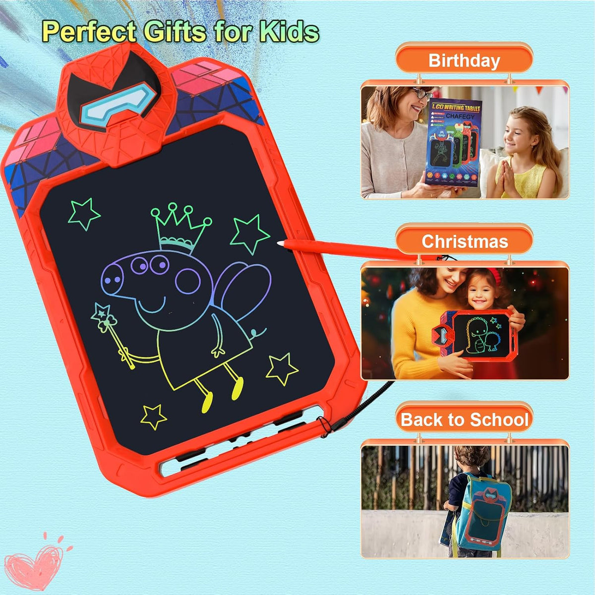 LCD Writing Tablet for Kid, Spider Design Drawing Pad, 10 Inch