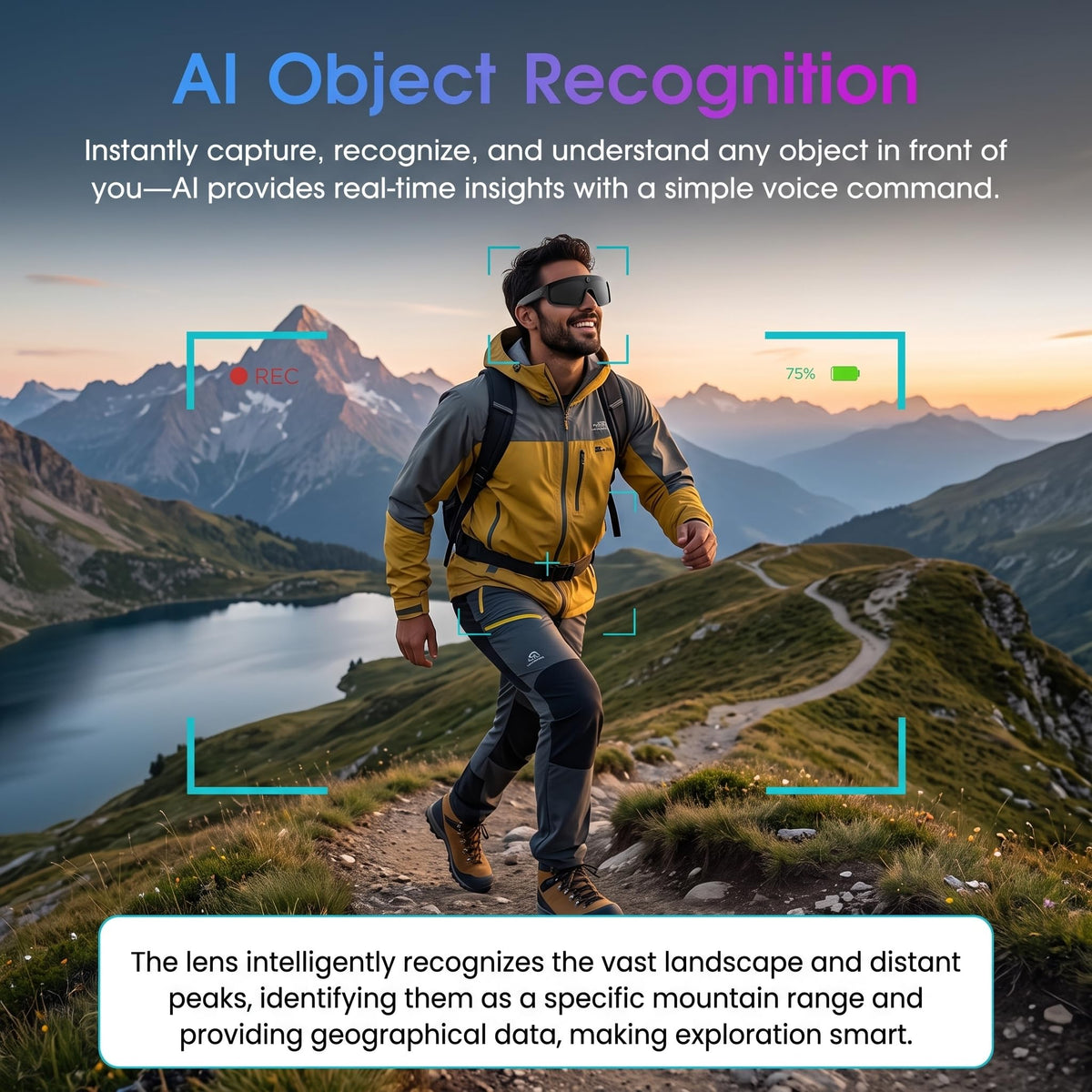 AI Smart Glasses with Camera, Bluetooth Sunglasses for Sports-Blue