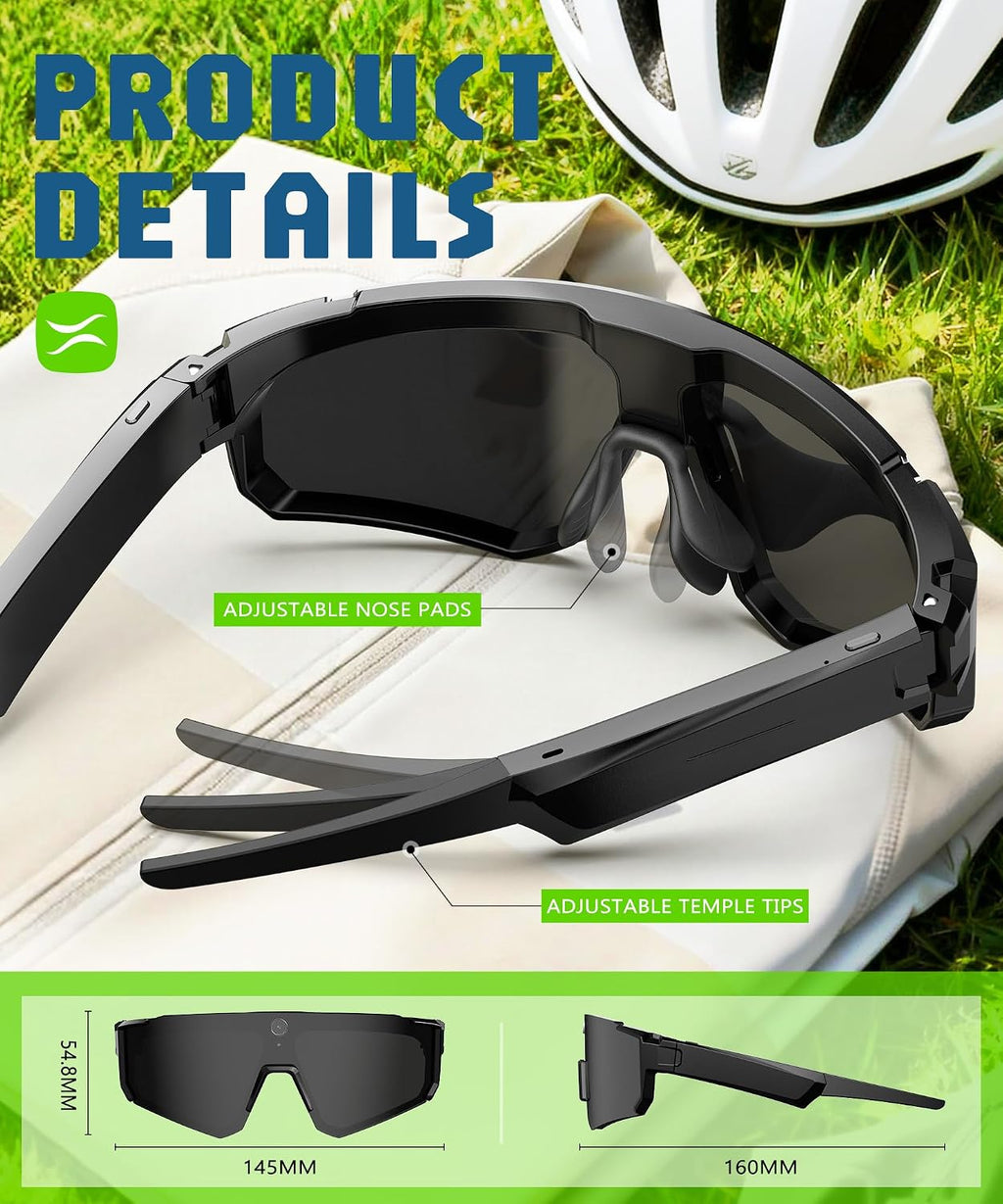 AI Ultra Pro Smart Glasses: 4K Wearable Camera with 6-Axis EIS Stabilization, ChatGPT-4o Voice Assistant, IP66 Waterproof Sport Sunglasses, Dual-Mic ENC Noise Cancelling Obsidian Gray