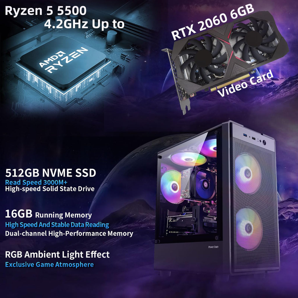 Gaming PC Desktop Computer, Intel Core I7, GTX 1050 Ti 4GB,16G RAM,512G SSD