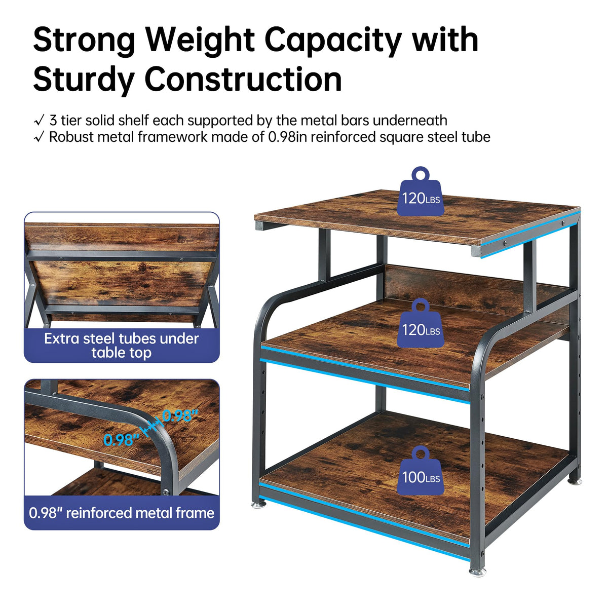 Fannova 23.6"x18.9"x30" Large Printer Stand with Adjustable Storage Shelf