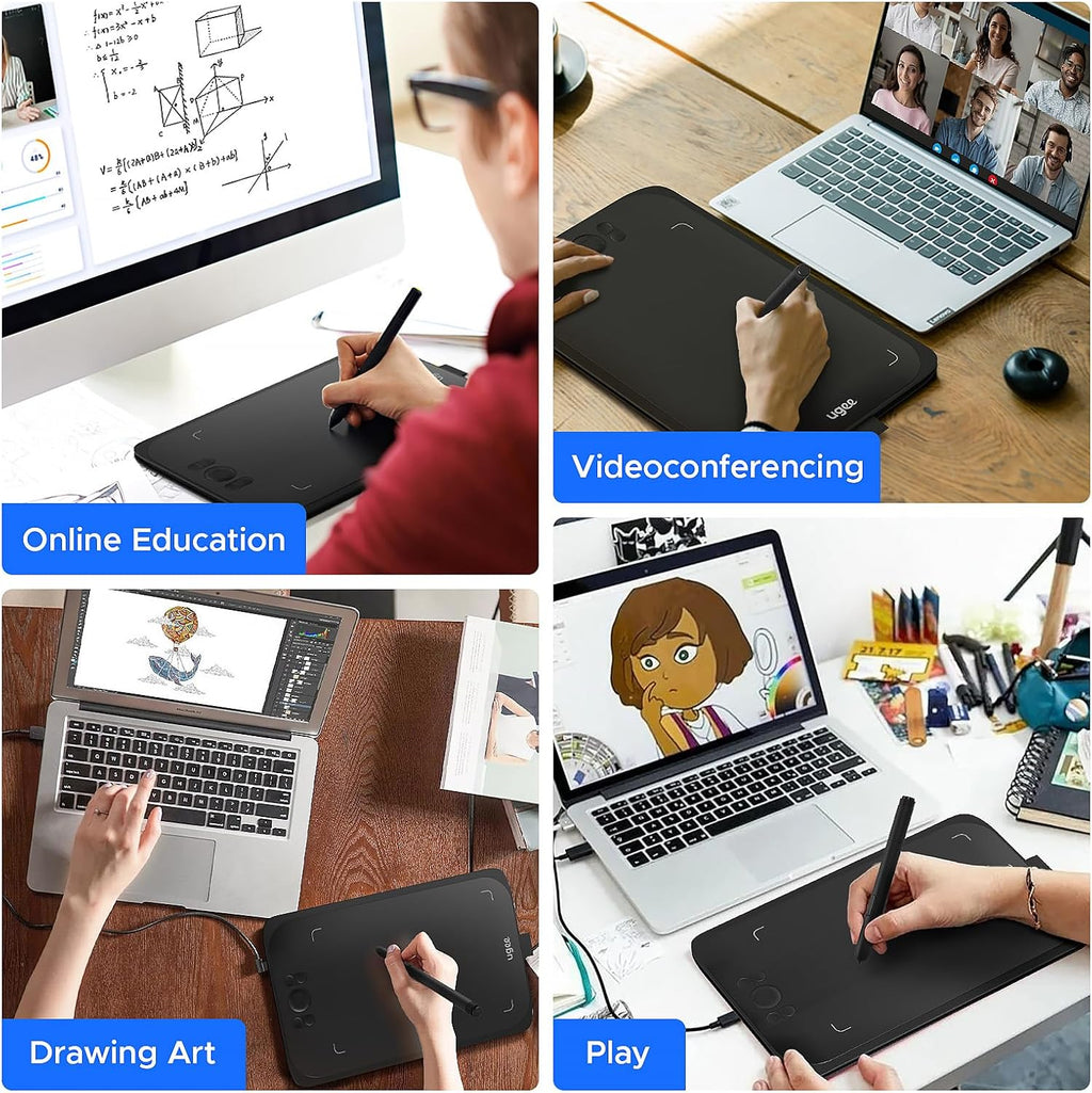 Ugee Drawing Tablet Pad,Digital Graphics Tablets M808 10x6 Inch, 8192, 8 Shortcut Keys, Digital Art for Paint, Sketch,Design, Teaching&Study for PC/Mac/Computer/Chrome Os/Android, Student,Kids Gift