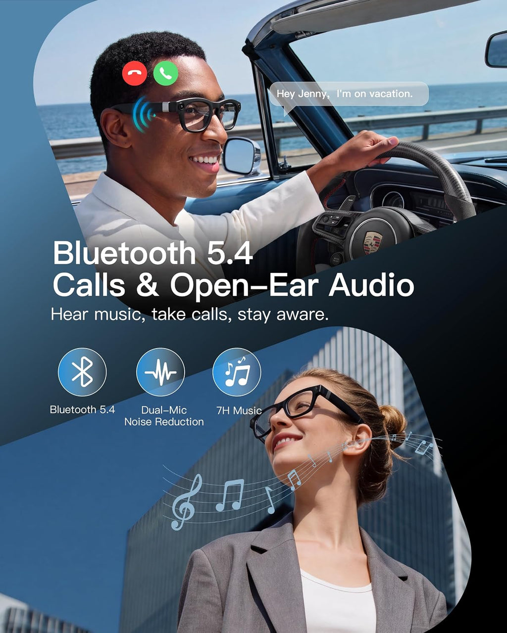 AI Smart Glasses, 8MP Camera, 16GB Storage, Real-Time Translation