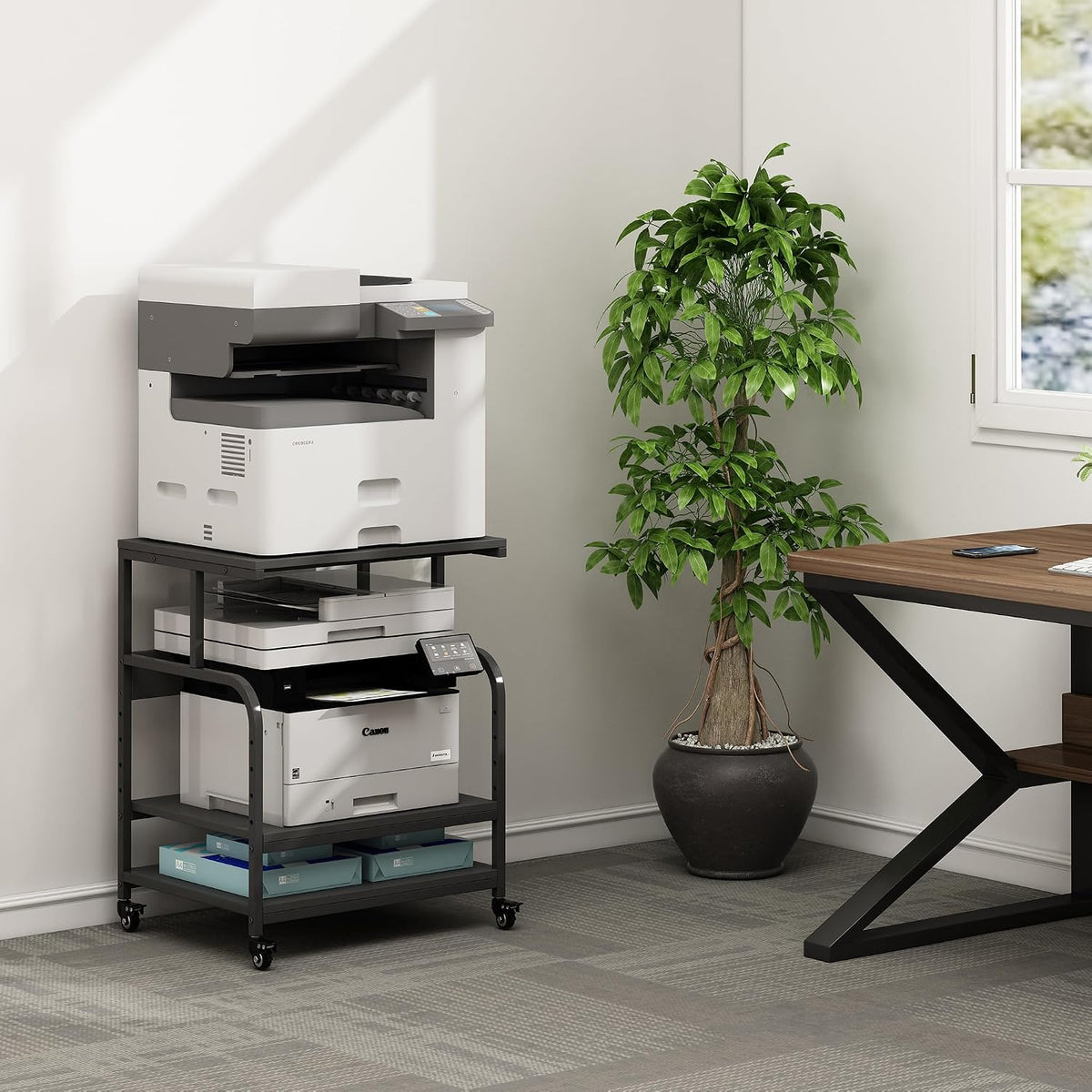 Fannova 23.6"x18.9"x30" Large Printer Stand with Adjustable Storage Shelf
