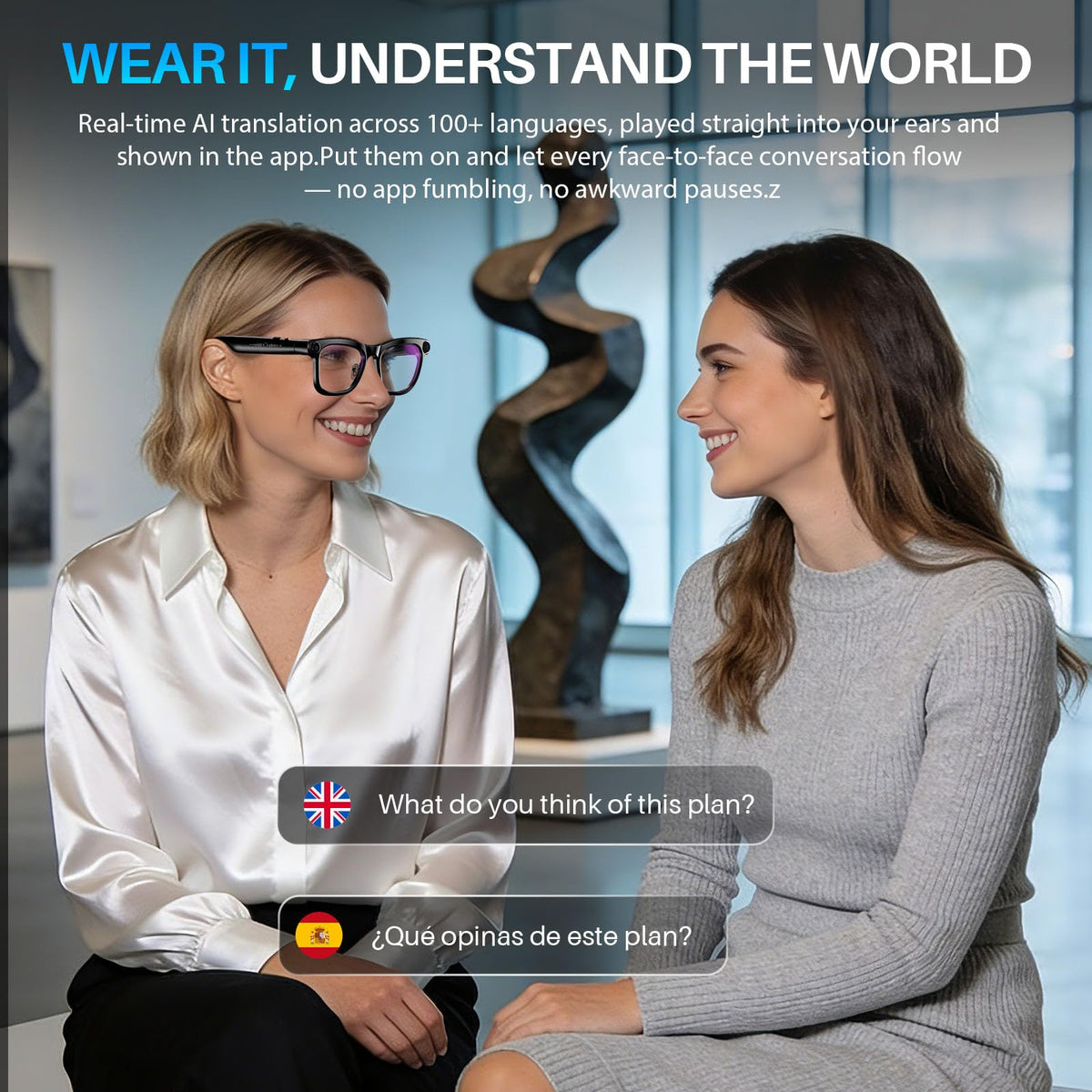 AI Smart Glasses with Camera & Voice Assistant,8MP 1080P HD Video