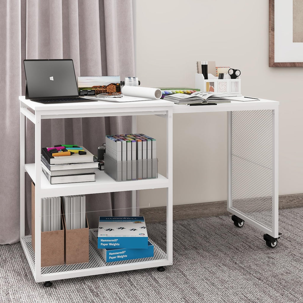 Natwind 24''x20'' Large Printer Stand,Extendable Home Craft Table,Retro