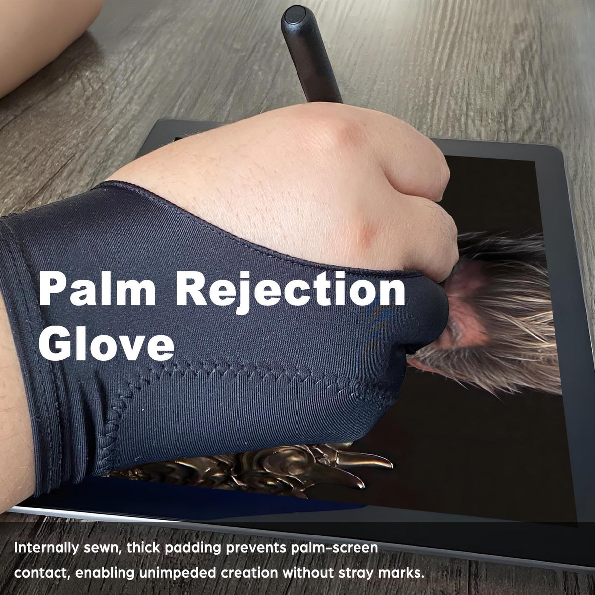 Drawing Glove, Artist Glove for Drawing Tablet, iPad, Digital Art Creation - Palm Rejection, Exposed Fingertip, Suitable for Left and Right Hand - XS, Pack of 2