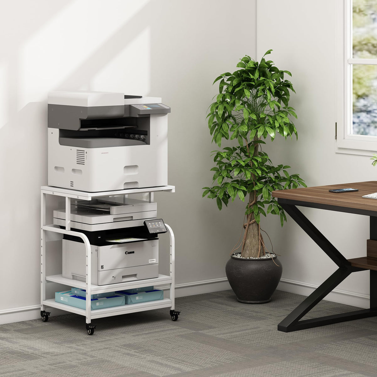 Fannova 23.6"x18.9"x30" Large Printer Stand with Adjustable Storage Shelf