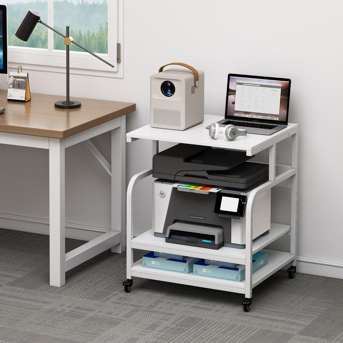 Fannova 23.6"x18.9"x30" Large Printer Stand with Adjustable Storage Shelf