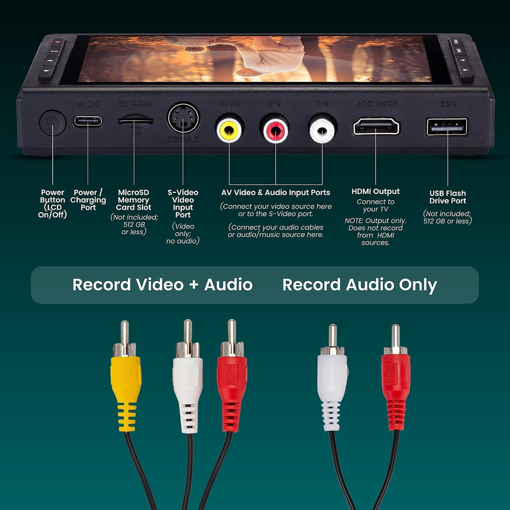 ClearClick Video to Digital Converter 3.0 (Third Generation) - Record Video & Audio from VCR's, VHS, AV, RCA, Hi8, Camcorder, DVD, Turntables, Cassette Tapes [Requires Working VCR/Camcorder & Tapes]