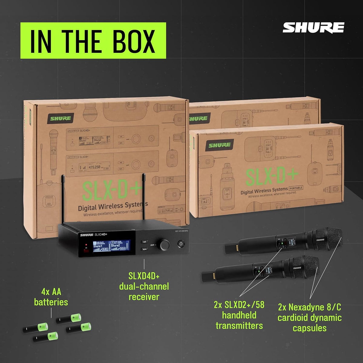 Shure SLXD24D+ Dual Wireless System with Nexadyne 8/C - G57 Band