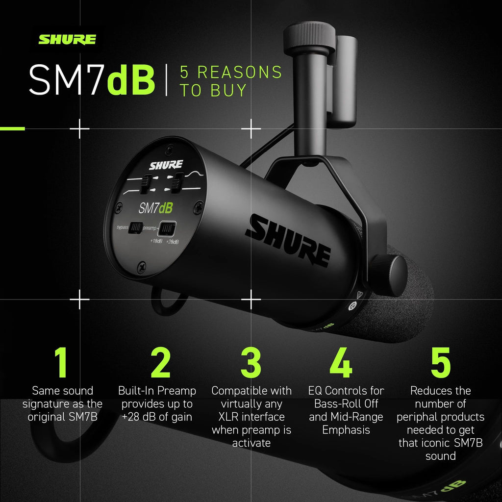 Shure SM7B Dynamic Vocal Microphone for Podcasting & Streaming