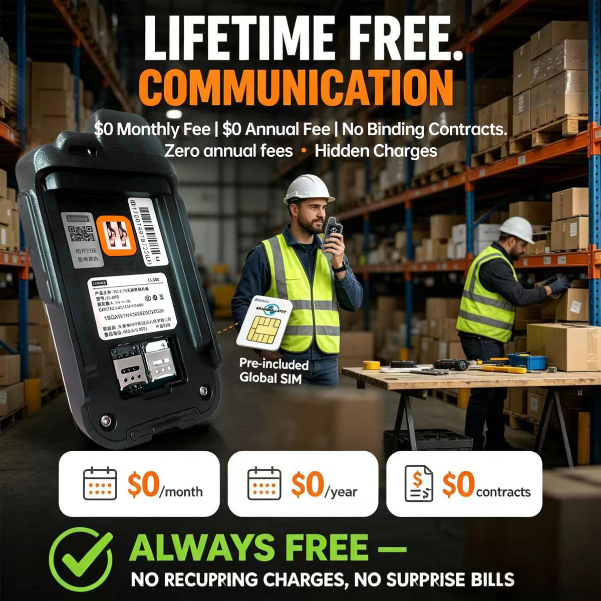 Global Lifetime Free Rapid 4G LTE PoC Radio Walkie Talkies Unlimited Range