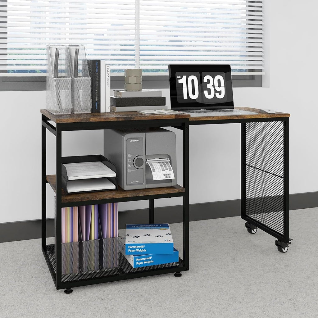 Natwind 24''x20'' Large Printer Stand,Extendable Home Craft Table,Retro