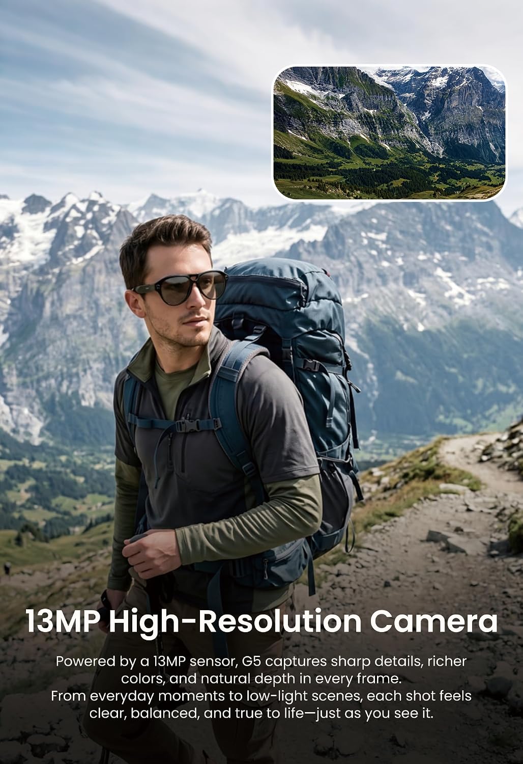 G5 AI Smart Glasses with Camera, 13MP Recording Glasses for Big Heads - XXL