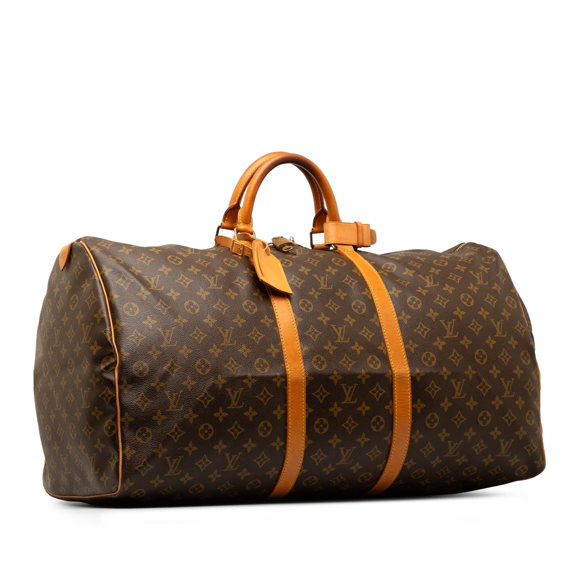 Pre-Owned Authenticated Louis Vuitton Monogram Keepall 60 Canvas Brown Travel Bag WeekenderBag Unisex (Fair)