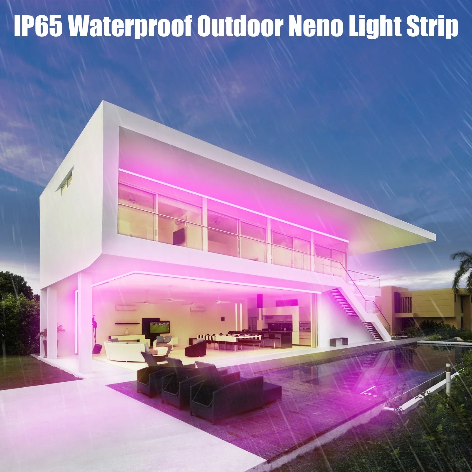 CheDux Flexible 9.8ft IP67 Waterproof Dimmable Lights LED Neon Light Strip With Remote Control Works With Alexa And Google, DIY Function, Music Sync For Wall, Living Room And Outdoor Decoraction