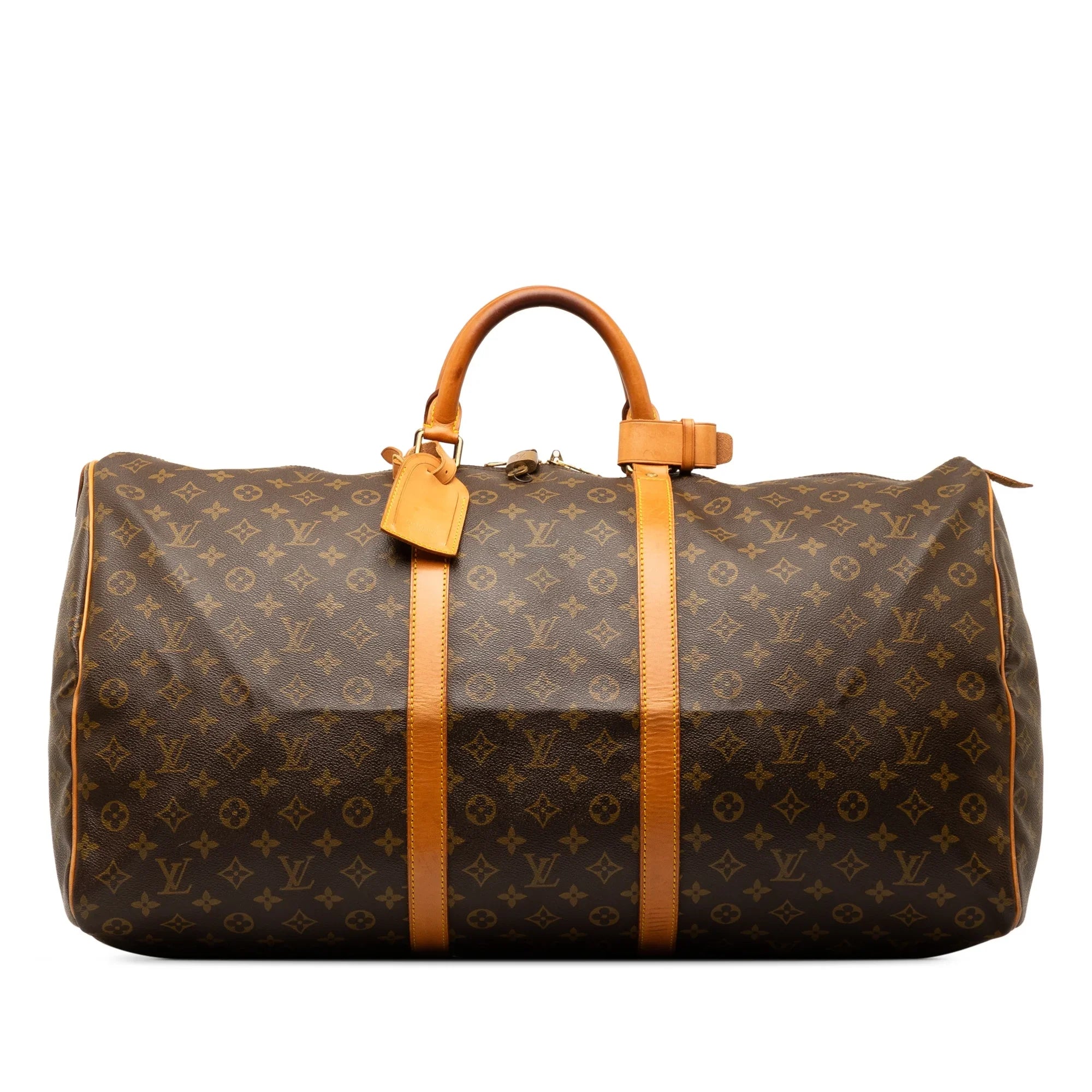 Pre-Owned Authenticated Louis Vuitton Monogram Keepall 60 Canvas Brown Travel Bag WeekenderBag Unisex (Fair)