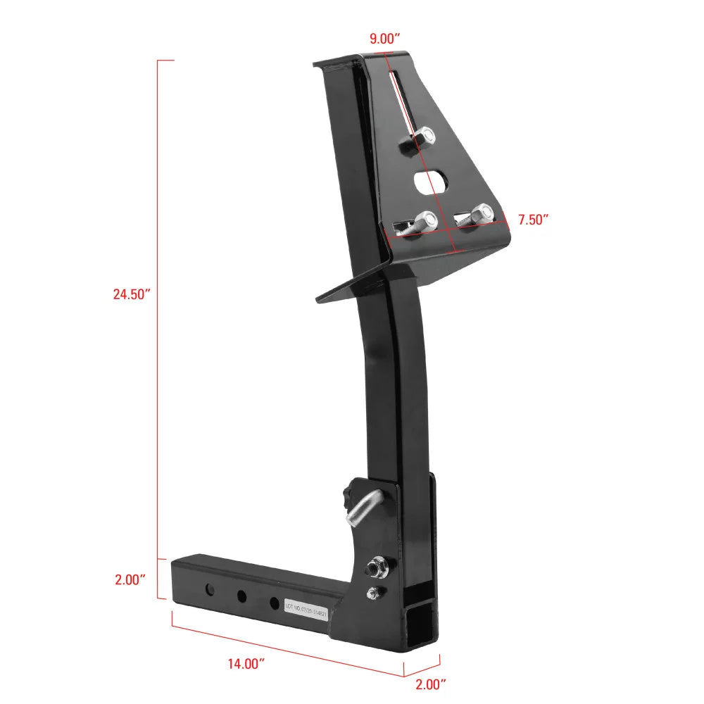 Extreme Max 5001.5831 Pivoting Fold Down Hitch Mount Spare Tire Carrier 2" Receivers