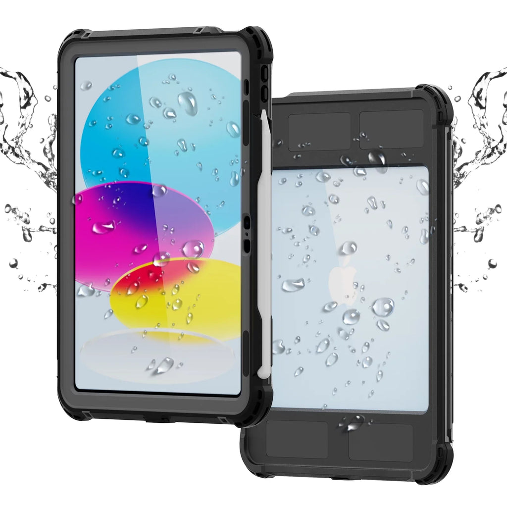 K-Lion Rugged Waterproof Case iPad 10th Genetation 10.9" (2022) IP68 Underwater with Screen Protector Swivel Bracket Kickstand Pencil Holder Carrying Strap Shockproof Dustproof Protective Case
