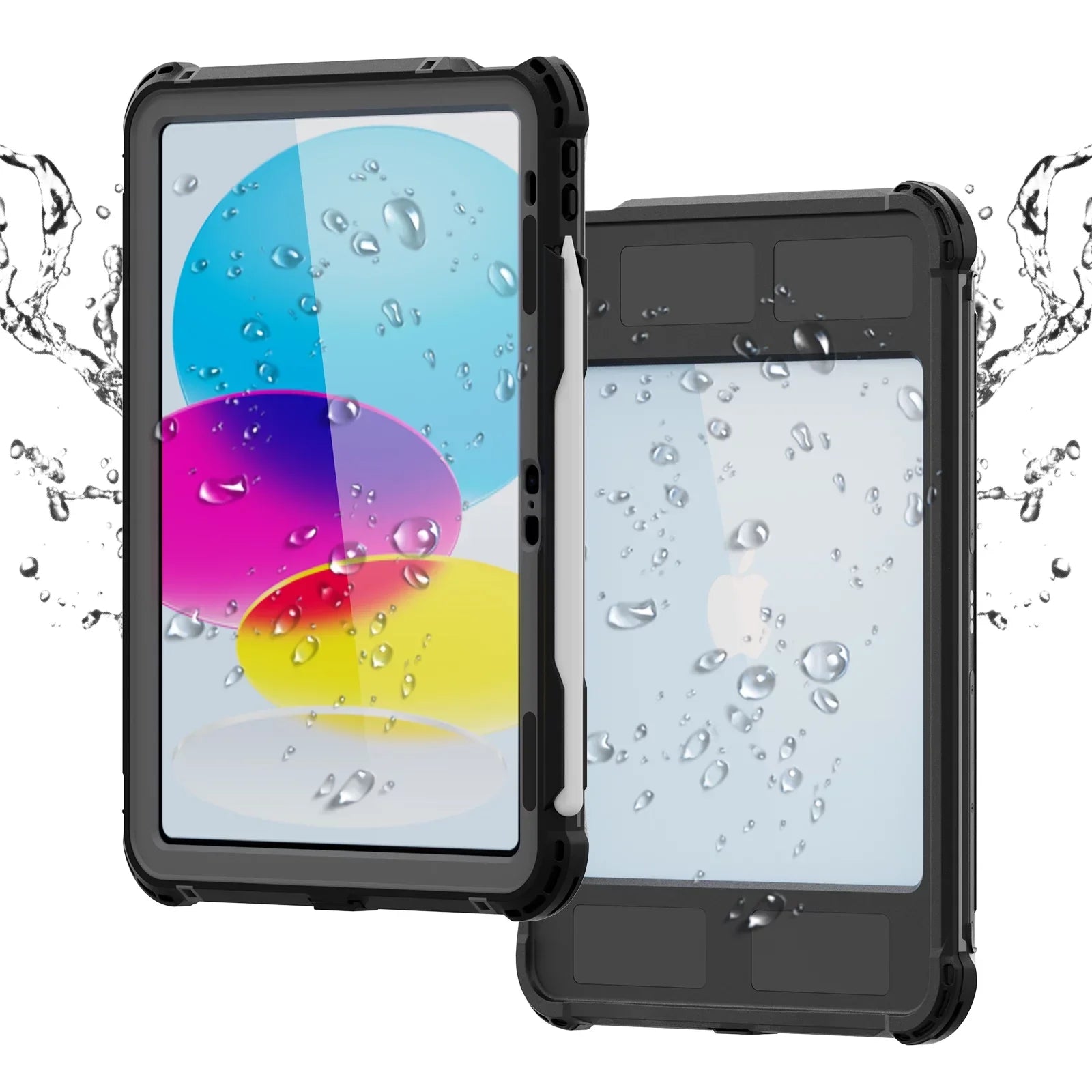 K-Lion Rugged Waterproof Case iPad 10th Genetation 10.9" (2022) IP68 Underwater with Screen Protector Swivel Bracket Kickstand Pencil Holder Carrying Strap Shockproof Dustproof Protective Case