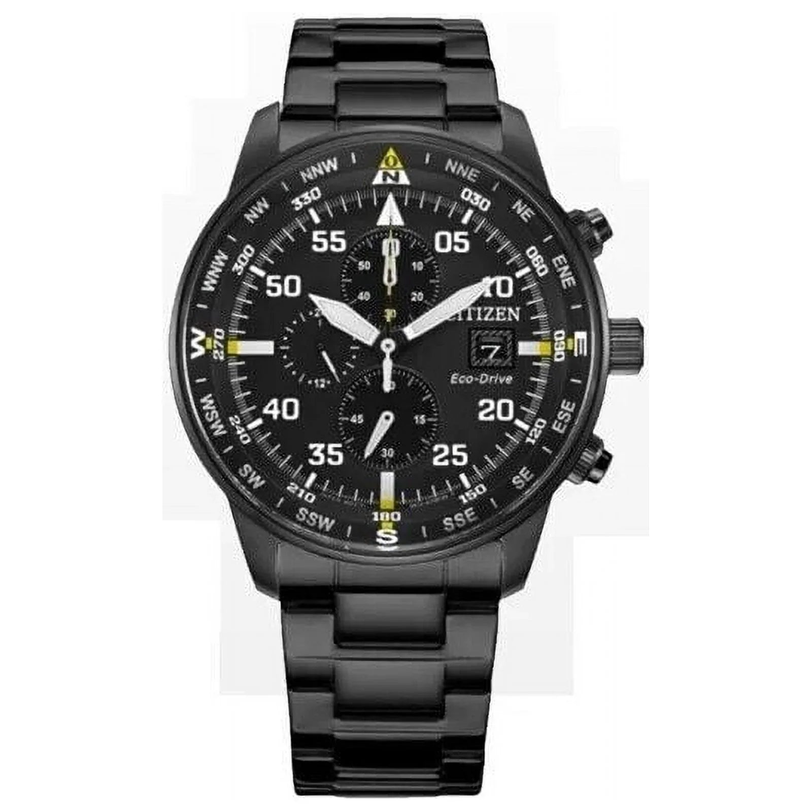 NEW Men's Classic Business Aviator Chronograph Black Dial Eco-Drive Watch