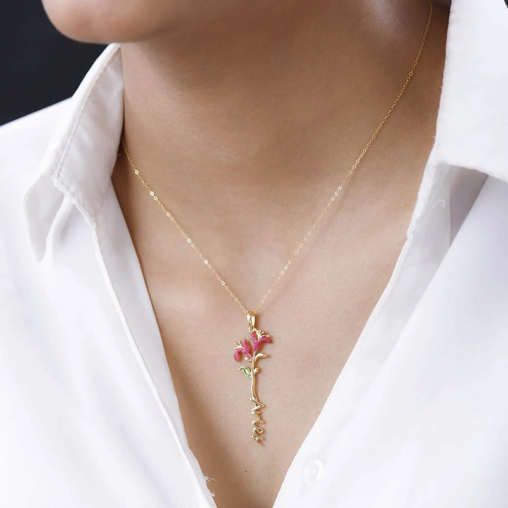 Shop LC 925 Sterling Silver 14K Yellow Gold Plated Pink Green Enameled Aries Zodiac Birth Honeysuckle Pendant Necklace Women Jewelry Gifts Women Size 16-18" Birthday Gifts Women