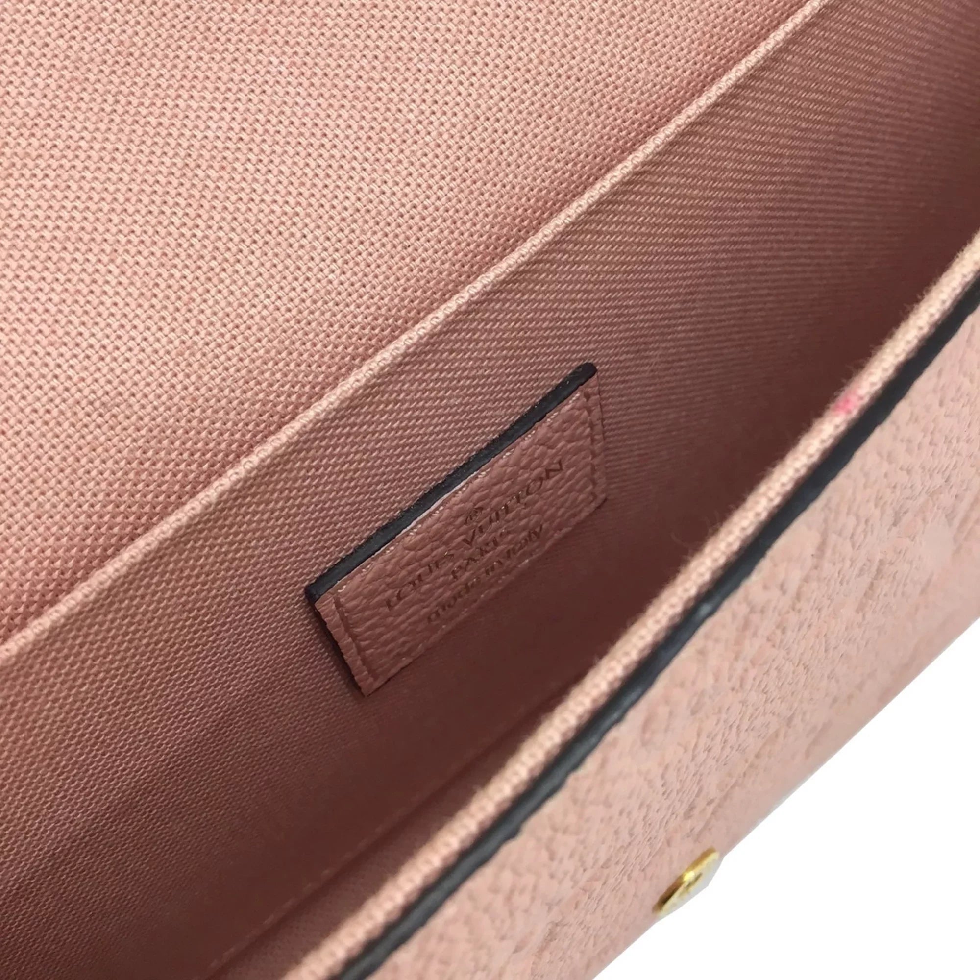 Pre-Owned LOUIS VUITTON Louis Vuitton Monogram Implant Pochette Felicie M67856 Chain Wallet Bag Pink G Hardware Gold Rose Ballerine Women's (Fair)