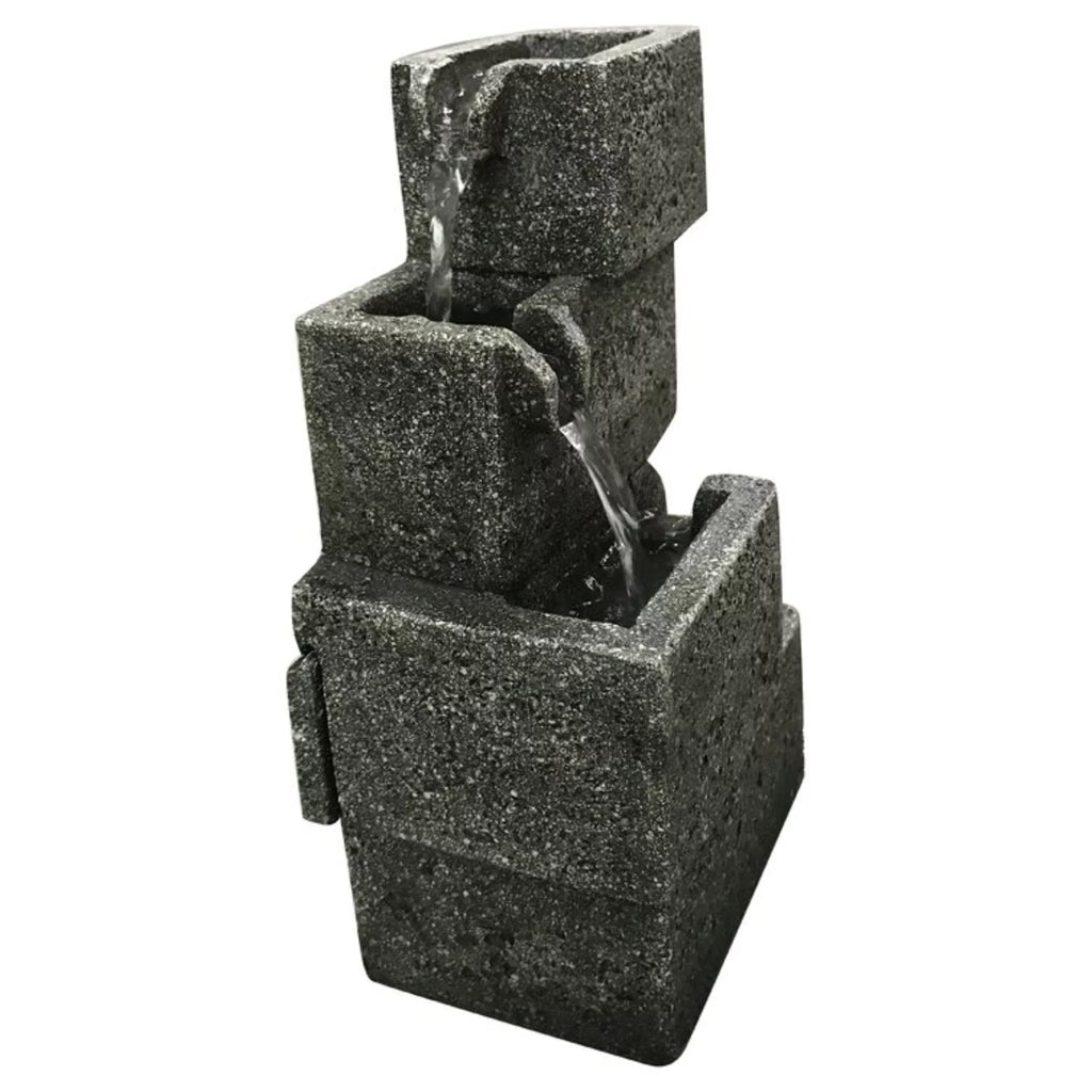 Hi-Line Gifts 11" LED Lighted Concrete Crates Water Tabletop Fountain