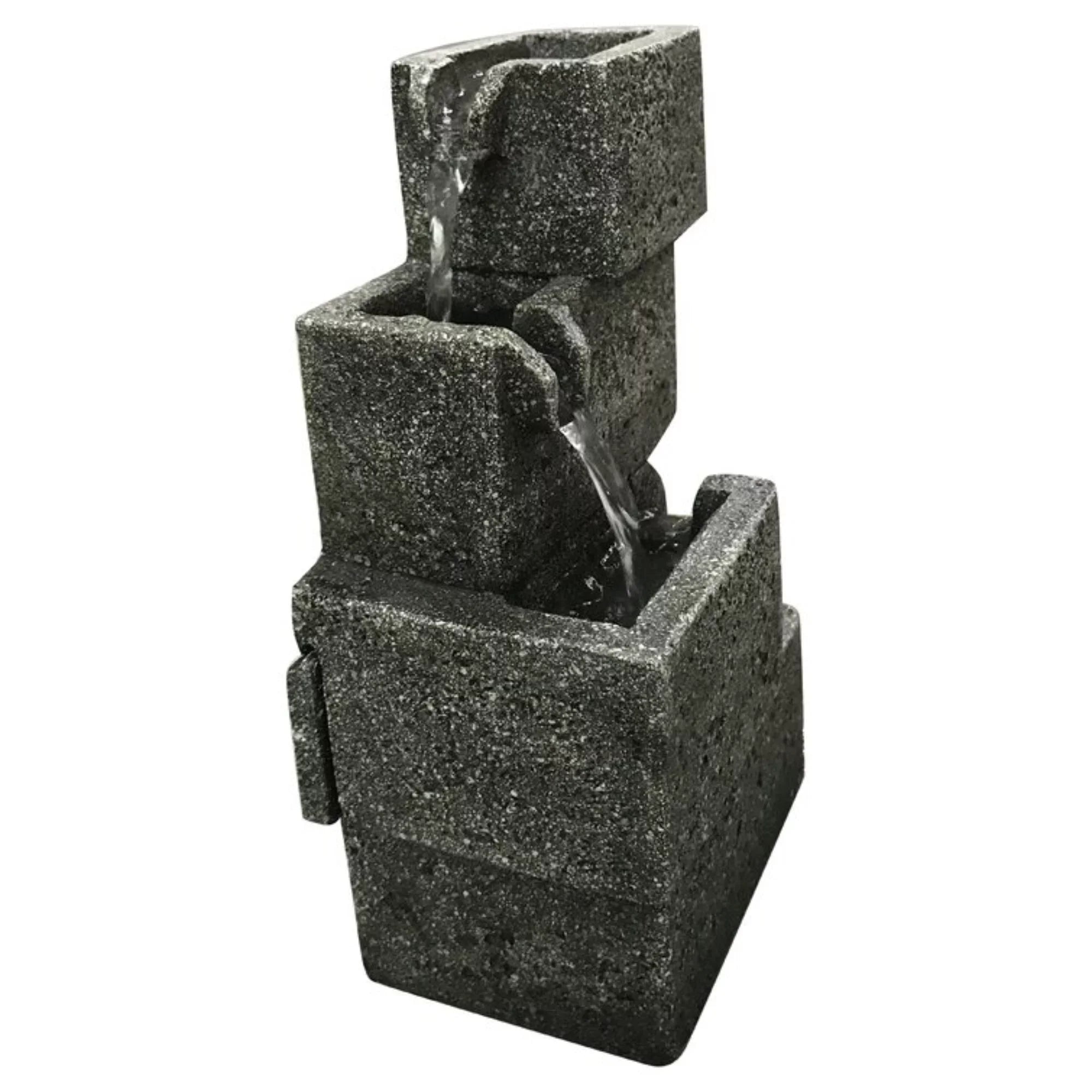 Hi-Line Gifts 11" LED Lighted Concrete Crates Water Tabletop Fountain