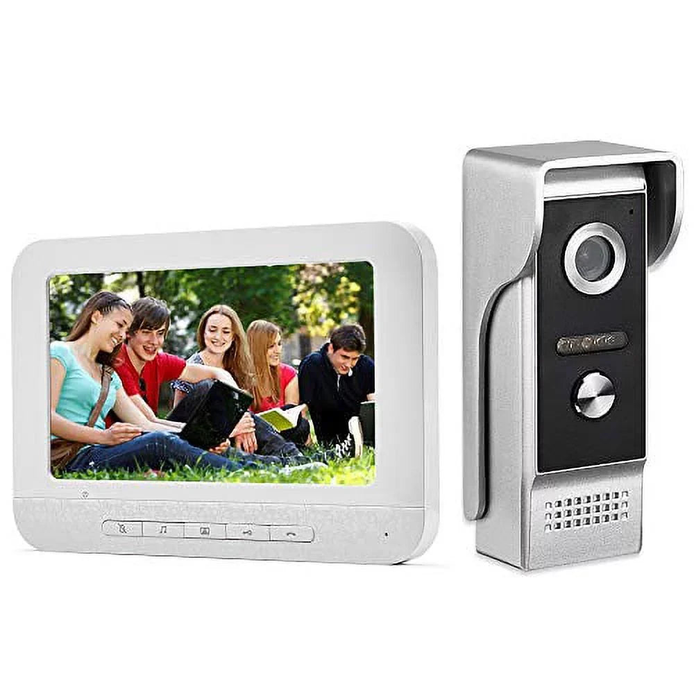 AMOCAM Video Intercom System, 7 Inches Monitor Wired Video Door Phone Doorbell Kit, IR Night Vision Camera Door Intercom, Support Unlock, Monitoring, Dual-Way Intercom Home Video Surveillance