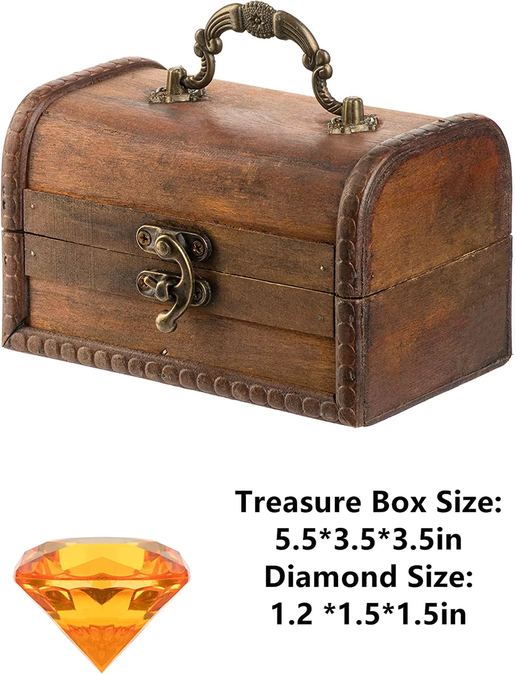 PUBGAMER Diving Gem Pool Toy 15 Big Colorful Diamond Set with Big Treasure Chest Pirate Box Underwater Gem Diving Dive Throw Toy Set Swimming Training Gift Toy