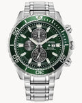 Citizen Eco-Drive Promaster Dive Green Dial and Stainless Steel Bracelet Watch | 45mm | CA0820-50X