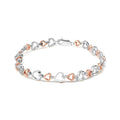 Haus of Brilliance 14K Rose Gold Plated .925 Sterling Silver 1/4 Cttw Womens Round cut Lobster Claw Clasp Diamond Heart Link Bracelet (I-J Color, I2-I3 Clarity) - Size 7" Inches