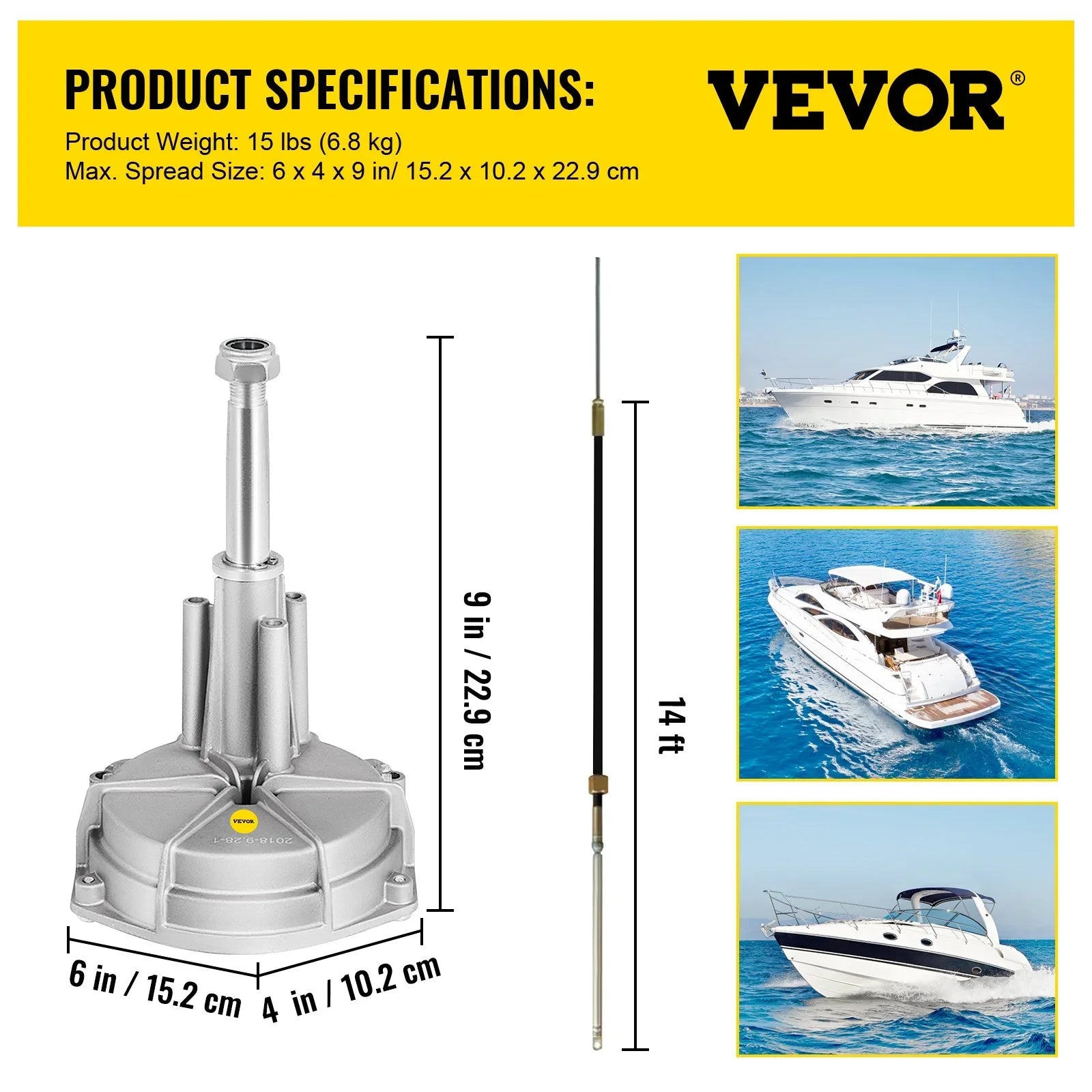 VEVOR Watercraft Steering Cable 14' Outboard Rotary Steering Kit