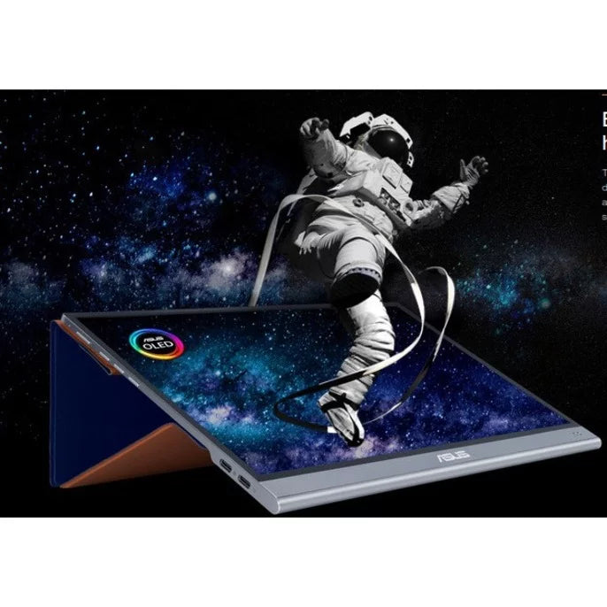 ASUS ZenScreen OLED MQ16AH Portable Monitor - 15.6-inch FHD (1920 x 1080), OLED, 100% DCI-P3, 1 ms Response Time, Delta E < 2, HDR-10, USB Type-C, Mini HDMI, Proximity Sensor, Smart Case, Flicker Free
