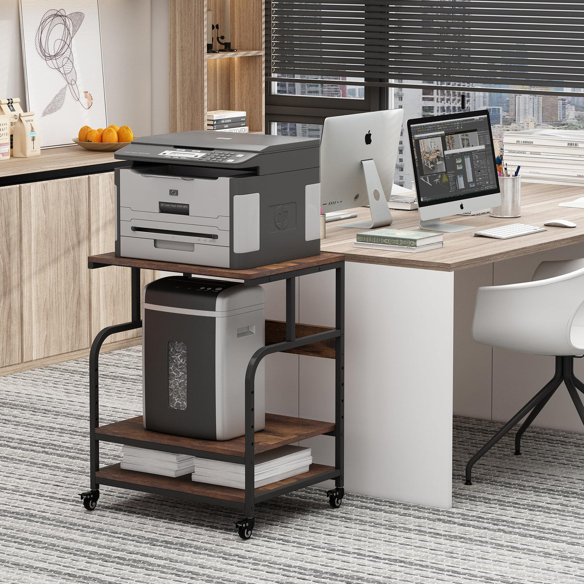 Fannova 23.6"x18.9"x30" Large Printer Stand with Adjustable Storage Shelf
