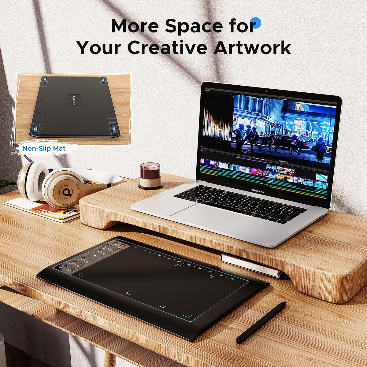 Graphics Drawing Tablet with Stand,10x6 Inch Drawing Tablet with 8192 Level Pen,12 Hot Keys,Digital Drawing Pad Compatible with PC/Mac/Android for Painting,Design&Online Teach
