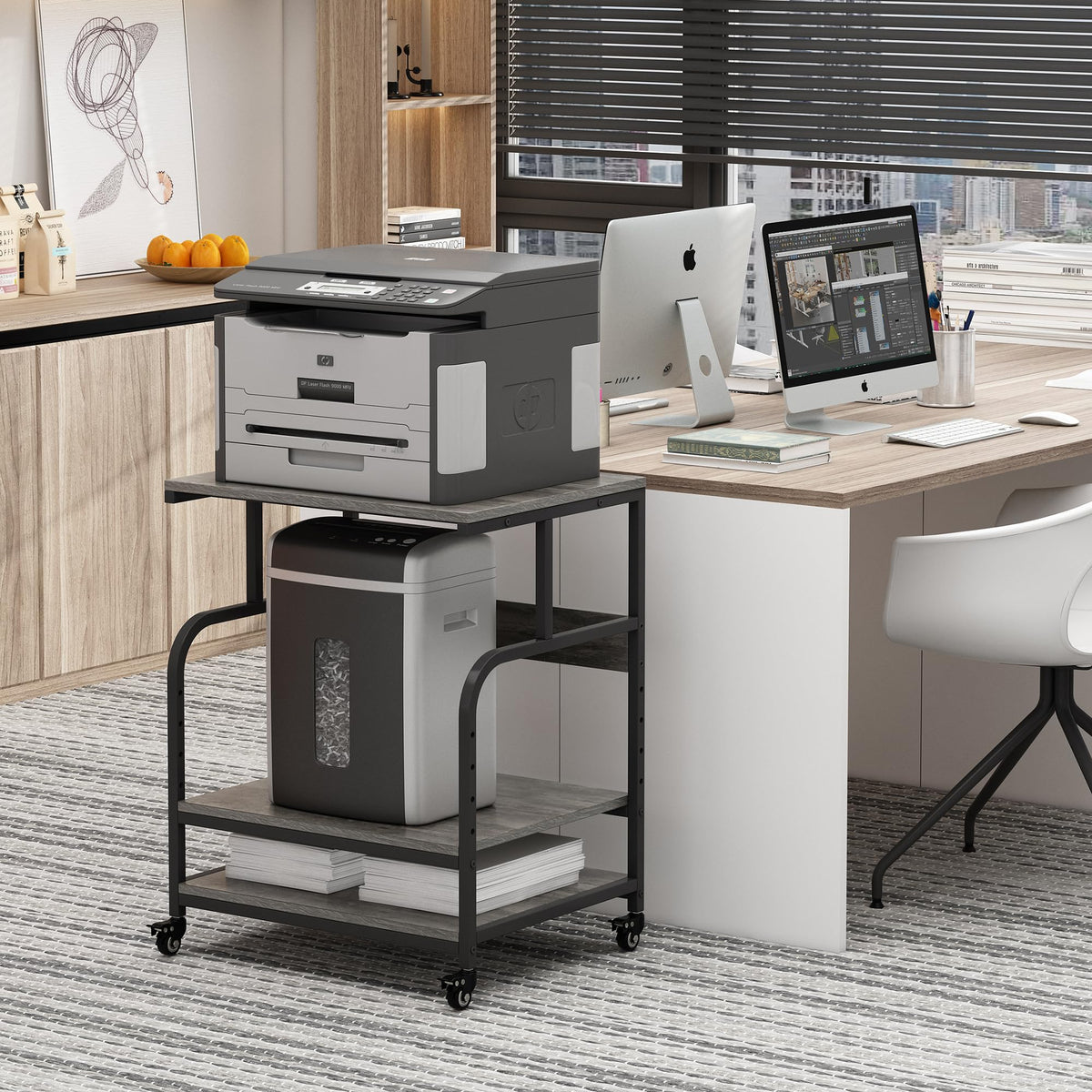 Fannova 23.6"x18.9"x30" Large Printer Stand with Adjustable Storage Shelf
