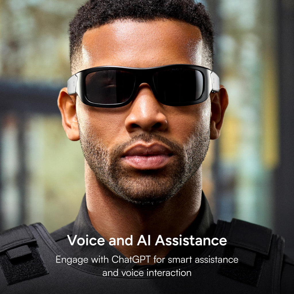 Lucyd Armor Smart Safety Glasses, TR90 Frame, Light Adaptive Lenses, Open Ear Speakers & Microphone - ANSI Z87.1