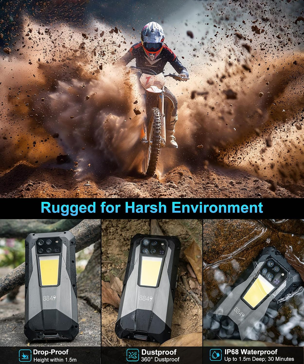 8849 Tank 3 Pro Phone Android 15, 23800mAh 5G Rugged Projector Smartphone